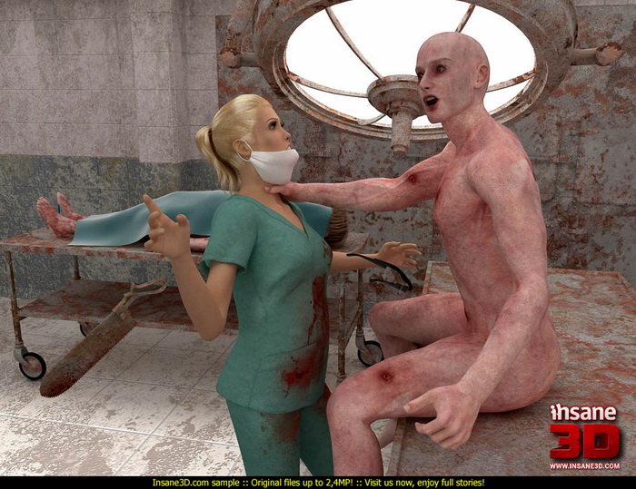 Kinky female doctor eats zombie cock