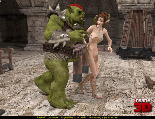 Terrifying creature catches a sexy elf for raw BDSM fucking